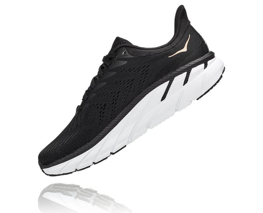 Hoka One One Hardloopschoenen Dames - Clifton 7 - Zwart/Wit - VL9352810